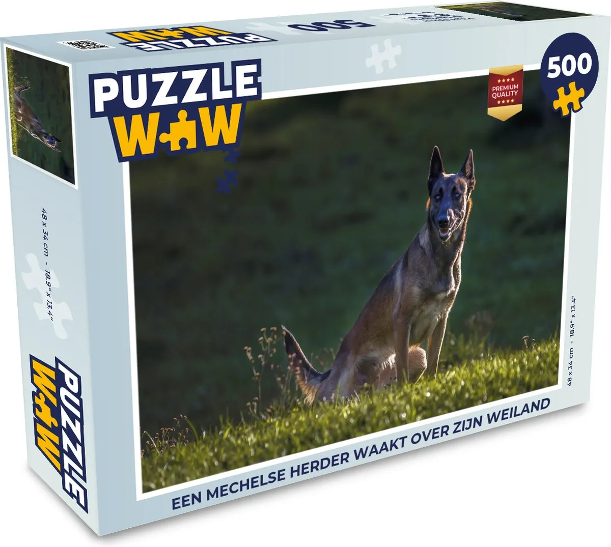 PuzzleWow Legpuzzel Een Mechelse Herder 500 Stuks - Multicolor