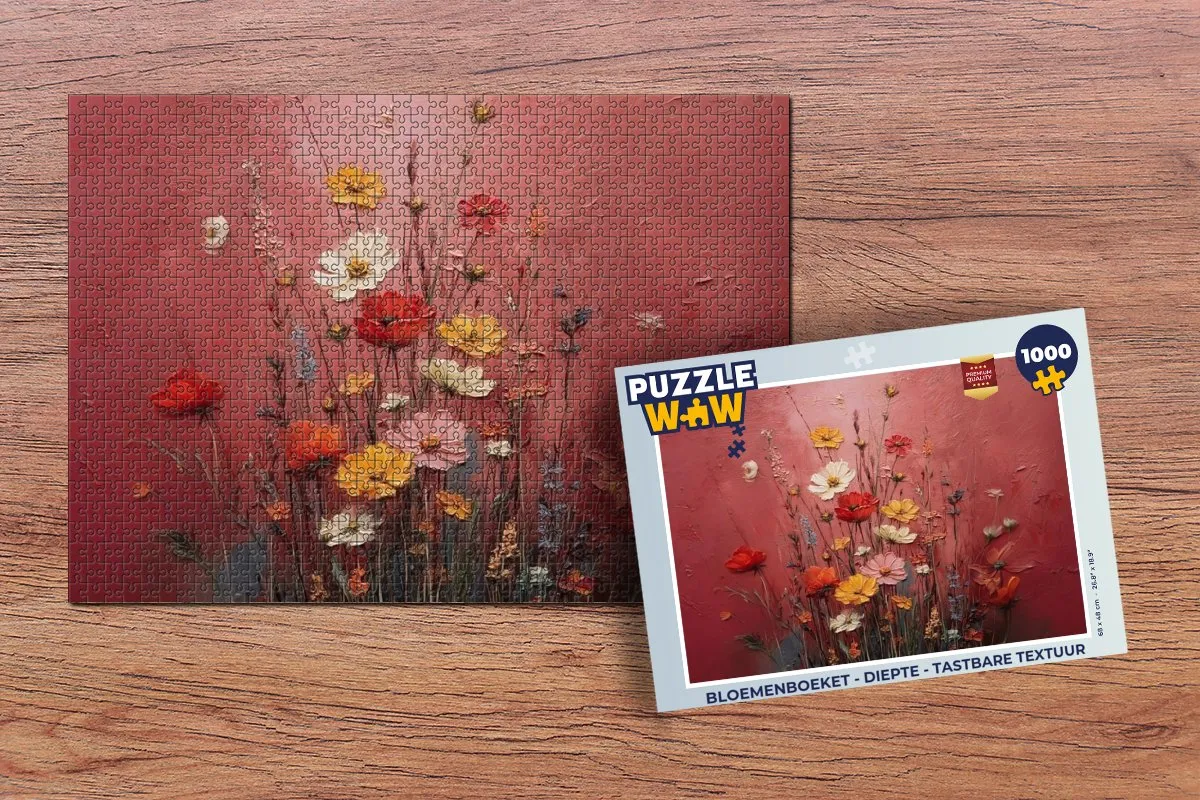 PuzzleWow Bloemenboeket Legpuzzel 1000 Stuks - Tastbare textuur