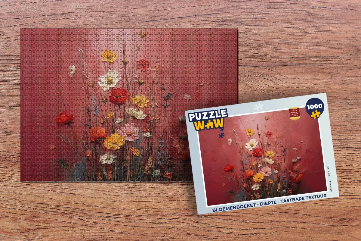 PuzzleWow Bloemenboeket Legpuzzel 1000 Stuks - Tastbare textuur