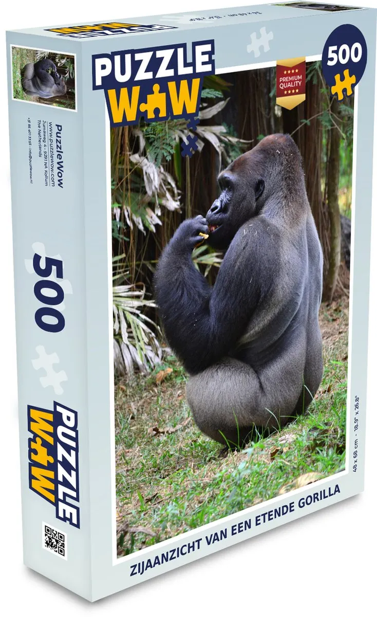 PuzzleWow Gorilla Zijaanzicht Legpuzzel 500 Stuks - Multicolor