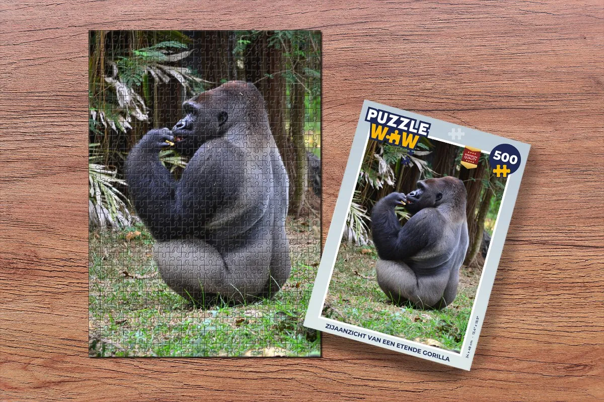 PuzzleWow Gorilla Zijaanzicht Legpuzzel 500 Stuks - Multicolor