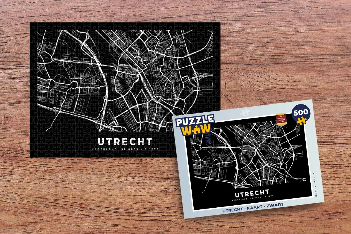PuzzleWow Utrecht Kaart Legpuzzel 500 Stuks - Multicolor