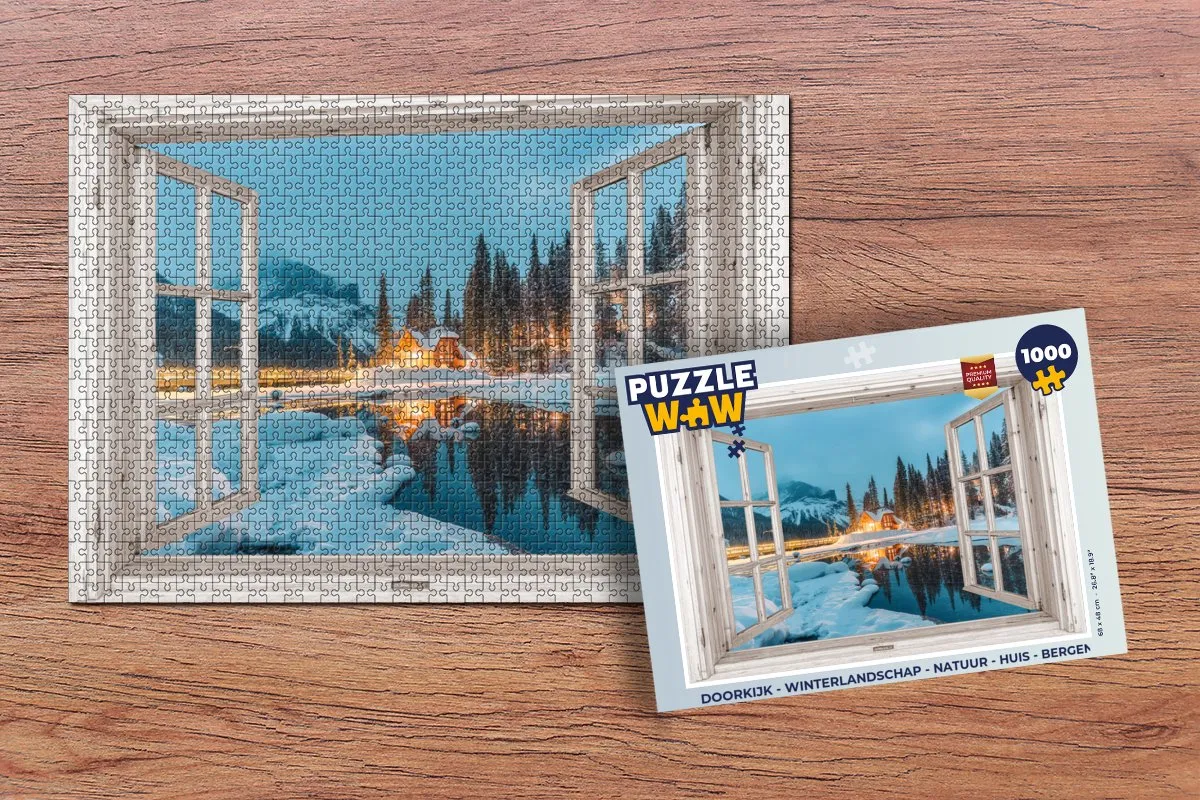 PuzzleWow Doorkijk Winterlandschap Legpuzzel 1000 Stuks - Bergmeer