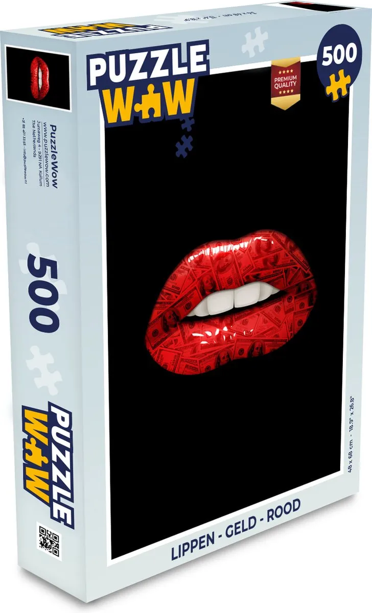 PuzzleWow Lippen Geld Rood Legpuzzel 500 Stuks
