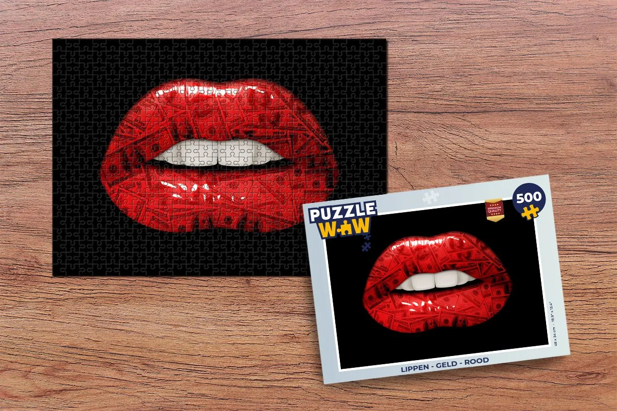 PuzzleWow Lippen Geld Rood Legpuzzel 500 Stuks - MPN 7421633540535