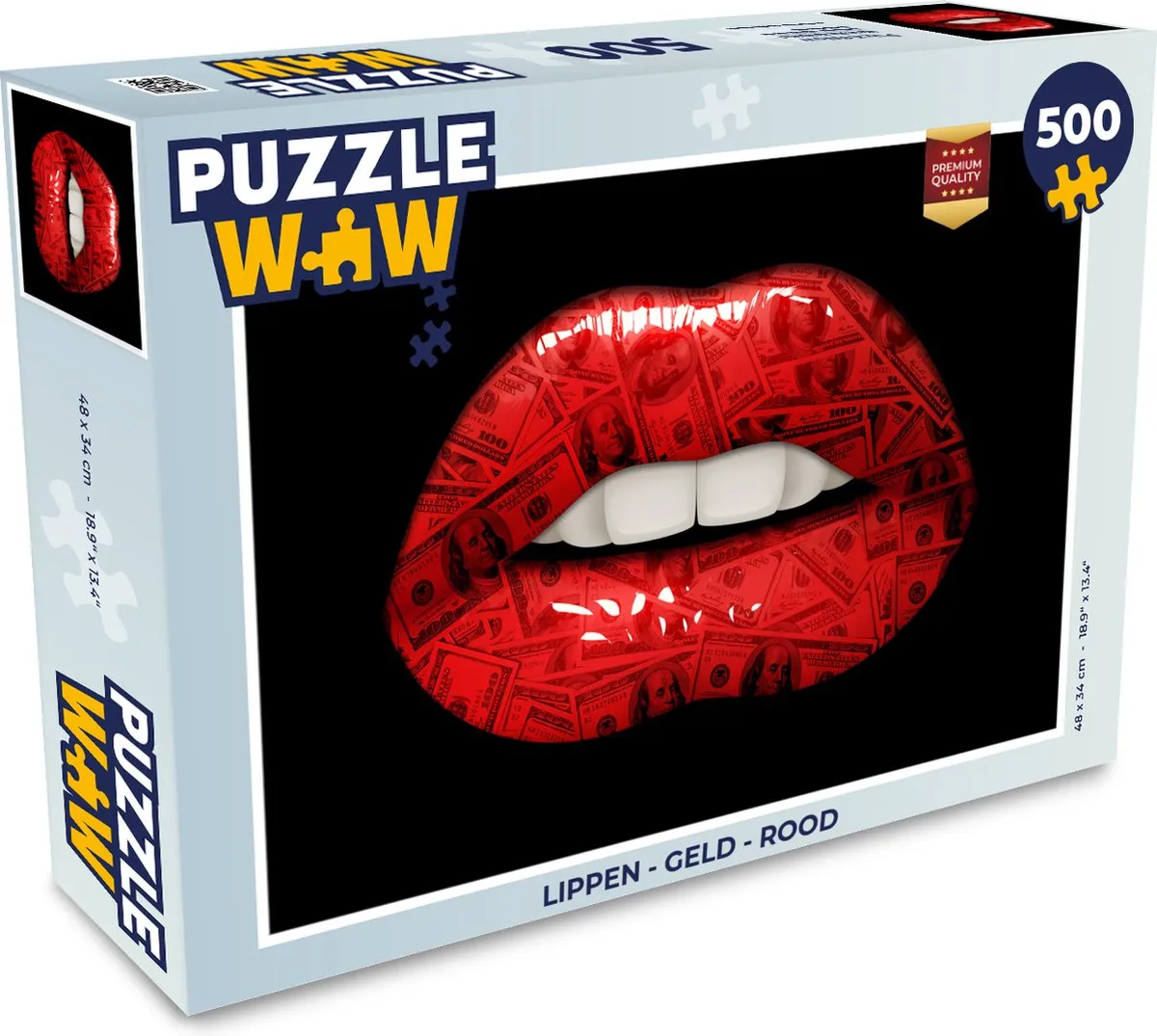 PuzzleWow Lippen Geld Rood Legpuzzel 500 Stuks - MPN 7421633540535