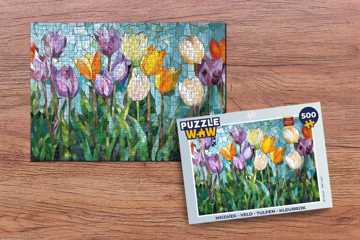 PuzzleWow Mozaïek Legpuzzel 500 Stuks - Tulpen Kleurrijk