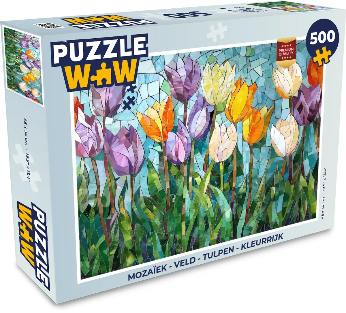PuzzleWow Mozaïek Legpuzzel 500 Stuks - Tulpen Kleurrijk