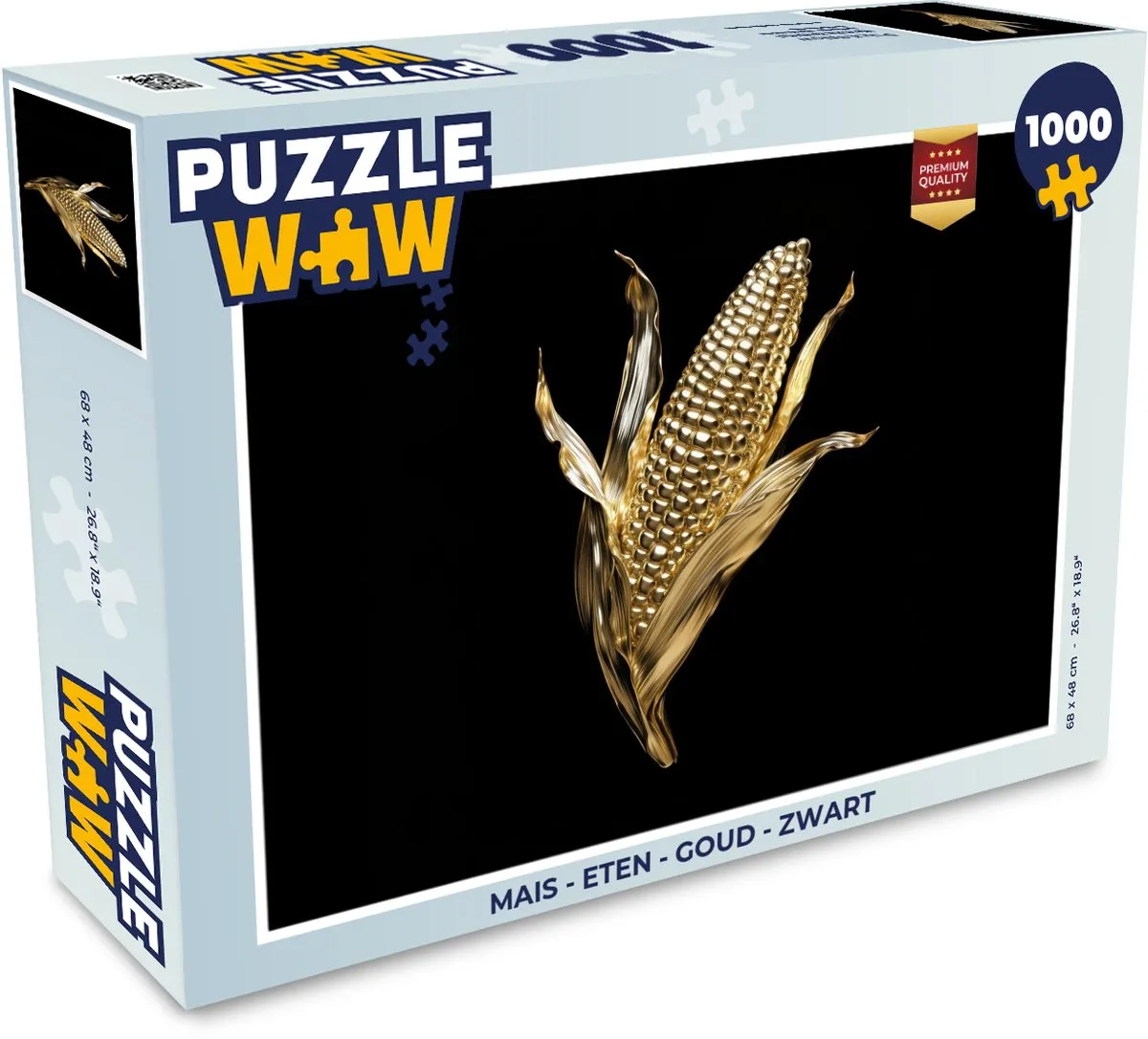 PuzzleWow Mais Goud Zwart Legpuzzel 1000 Stukken