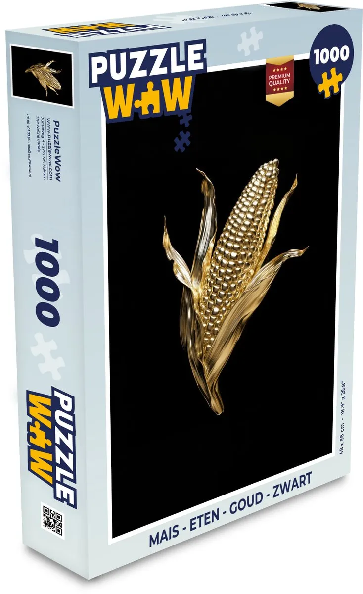 PuzzleWow Mais Goud Zwart Legpuzzel 1000 Stukken