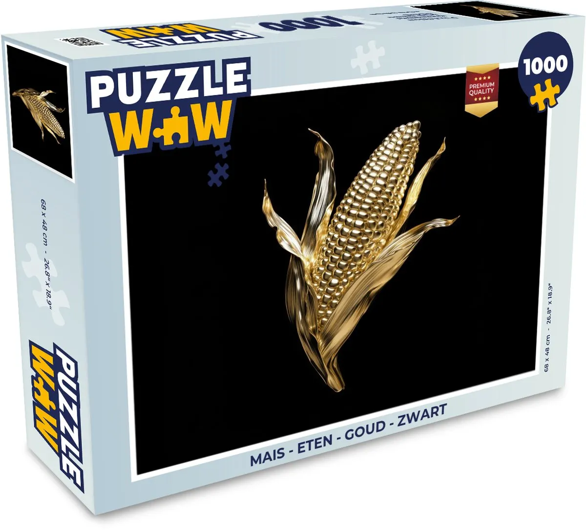 PuzzleWow Mais Goud Zwart Legpuzzel 1000 Stukken