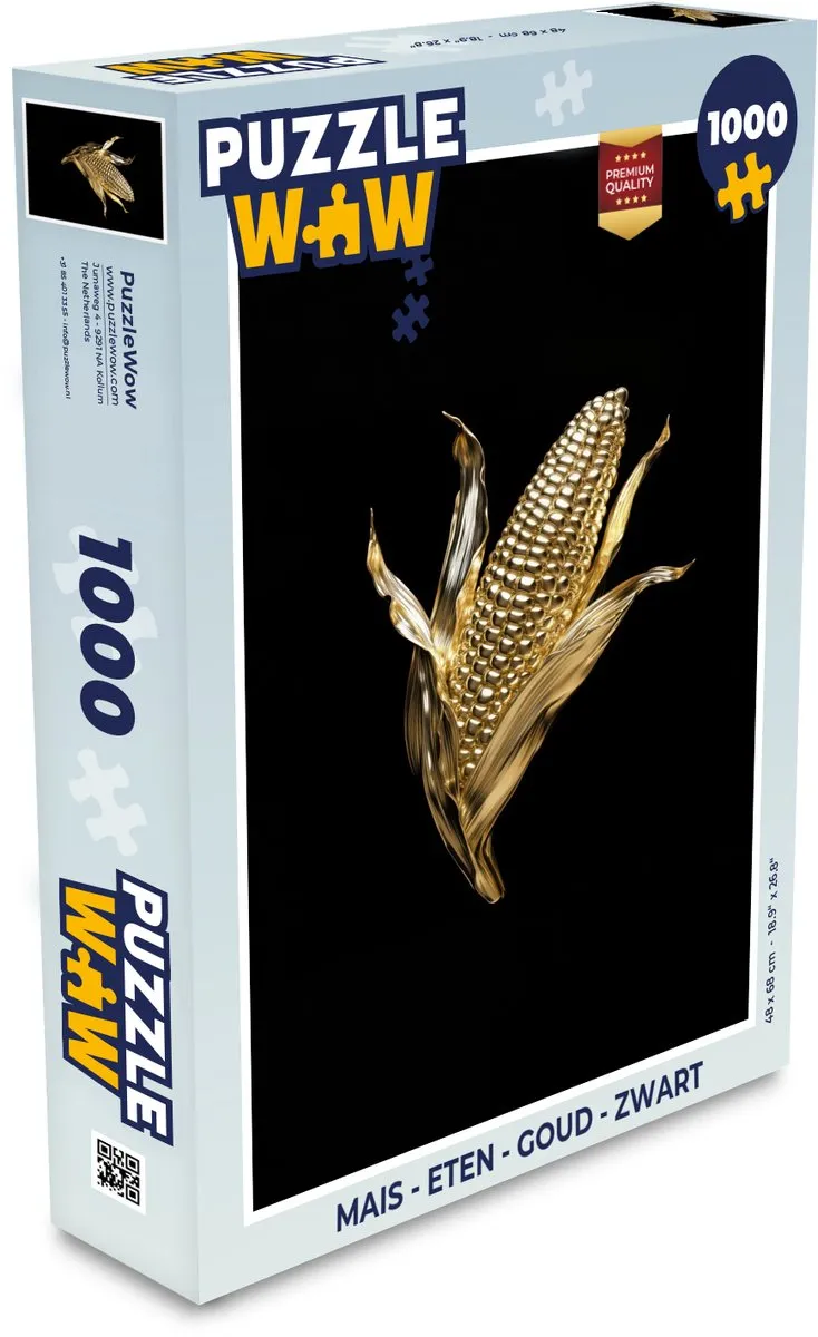 PuzzleWow Mais Goud Zwart Legpuzzel 1000 Stukken