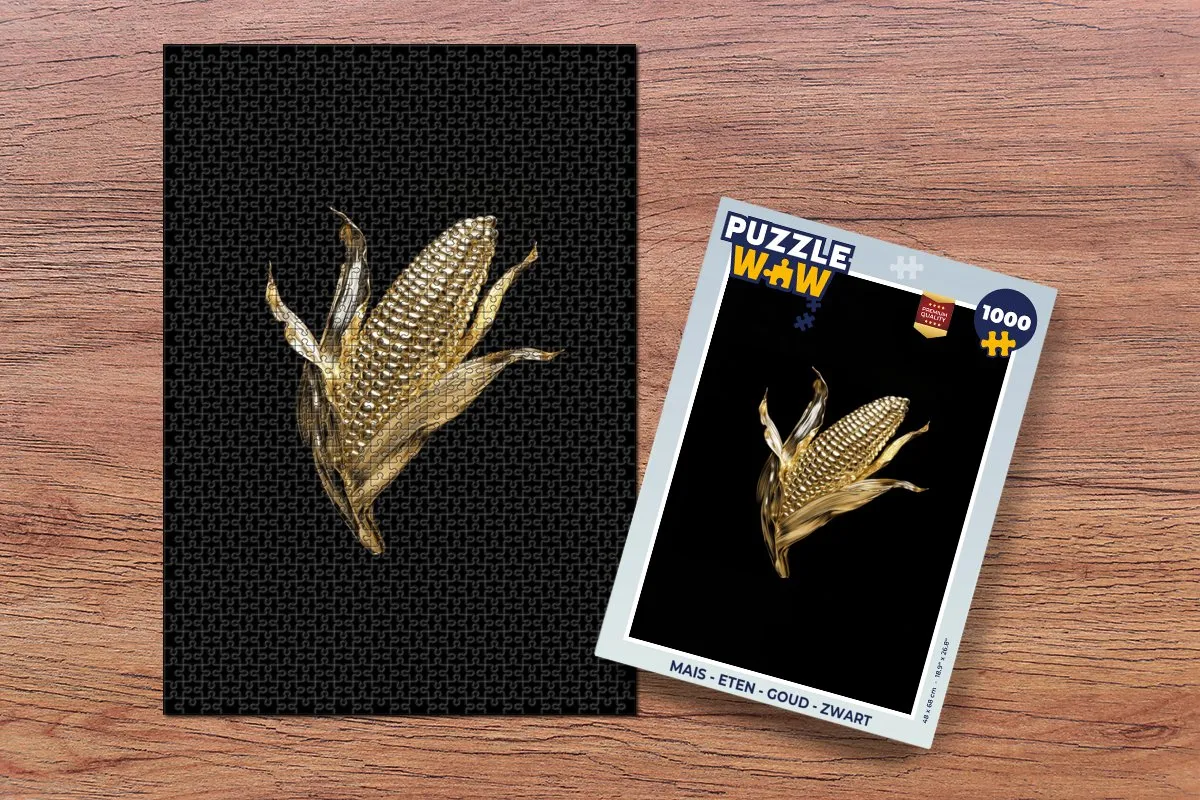 PuzzleWow Mais Goud Zwart Legpuzzel 1000 Stukken