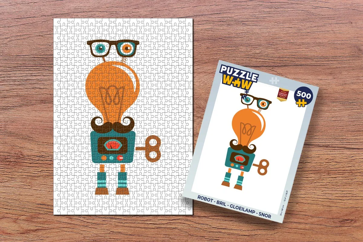 PuzzleWow Robot Snor Legpuzzel 500 Stuks - Multicolor