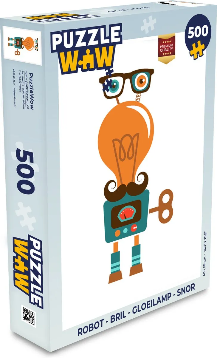 PuzzleWow Robot Snor Legpuzzel 500 Stuks - Multicolor