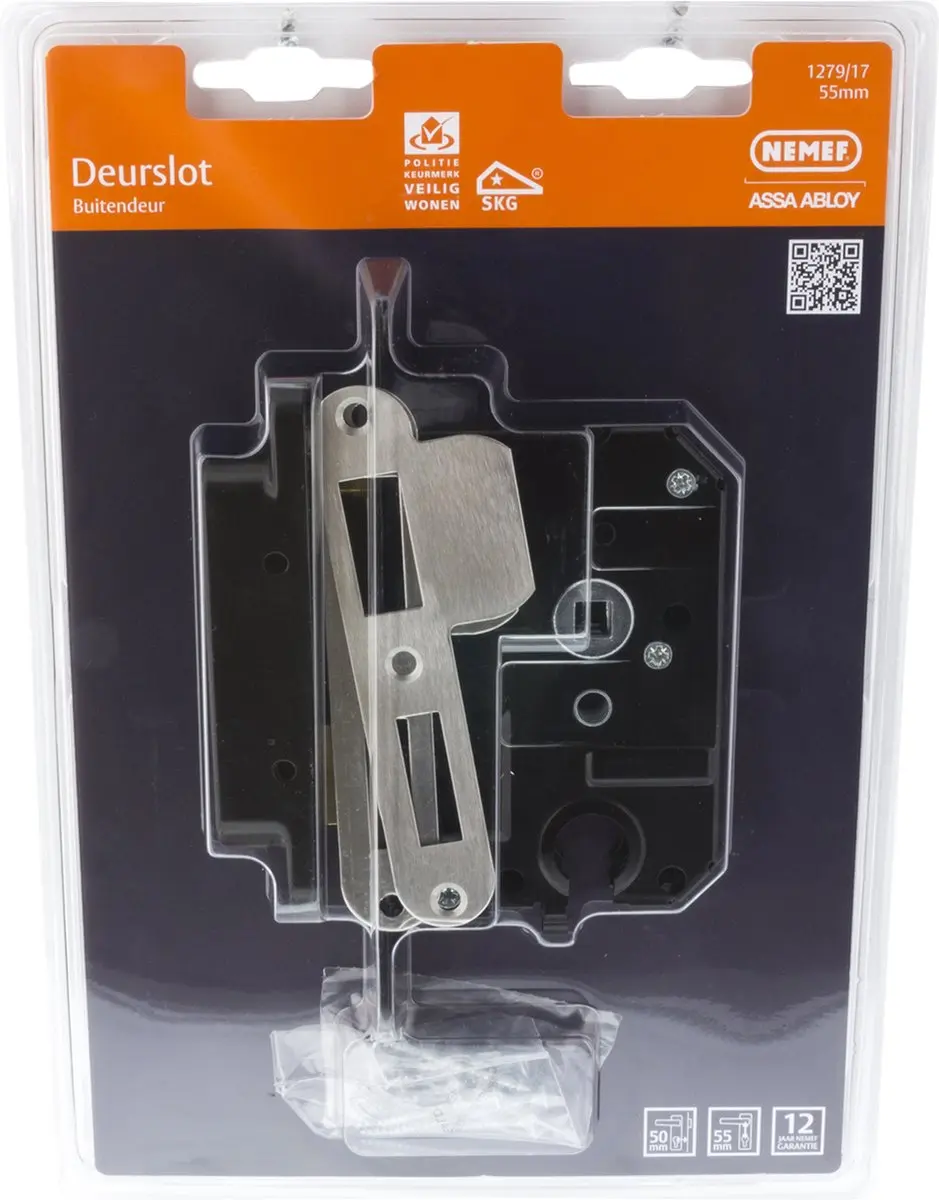 Nemef Veiligheidsslot 1279/17 Rechts - 55mm Hartafstand - RVS - afbeelding 5 van 6