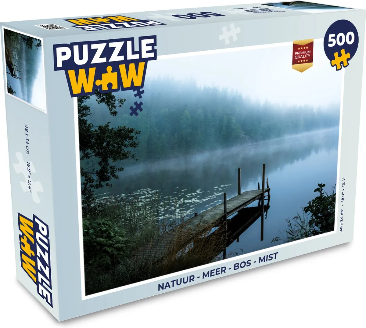 PuzzleWow Natuur Meer Bos Mist Legpuzzel 500 Stuks - Multicolor