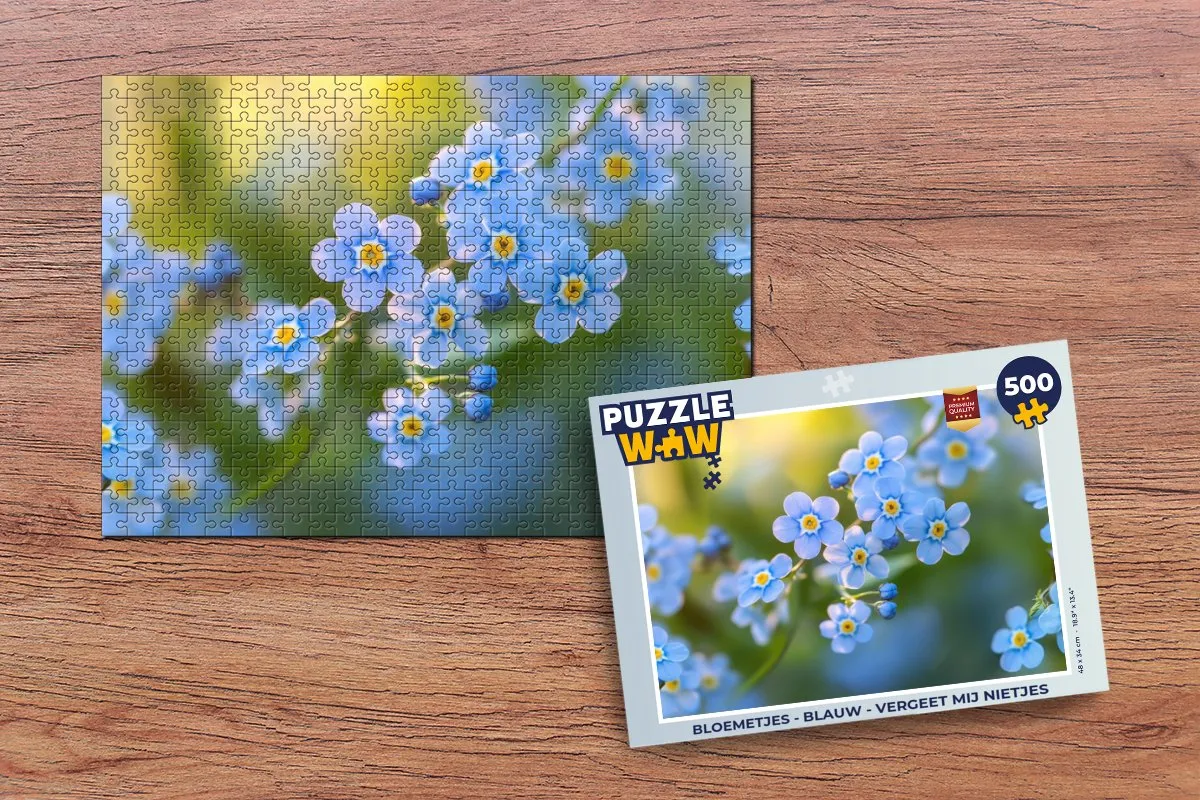 PuzzleWow Bloemetjes Puzzel 500 Stuks - Blauw