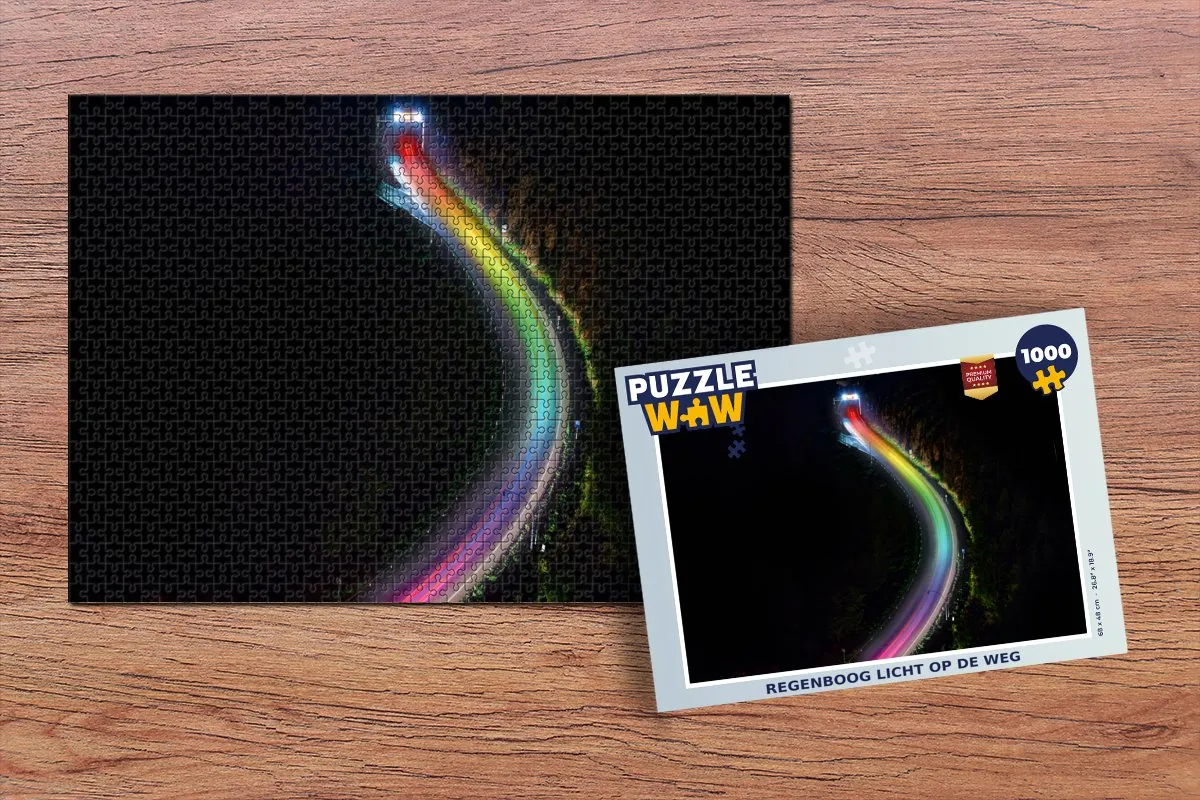 PuzzleWow Regenboog Licht op de Weg Legpuzzel 1000 Stuks - Multicolor