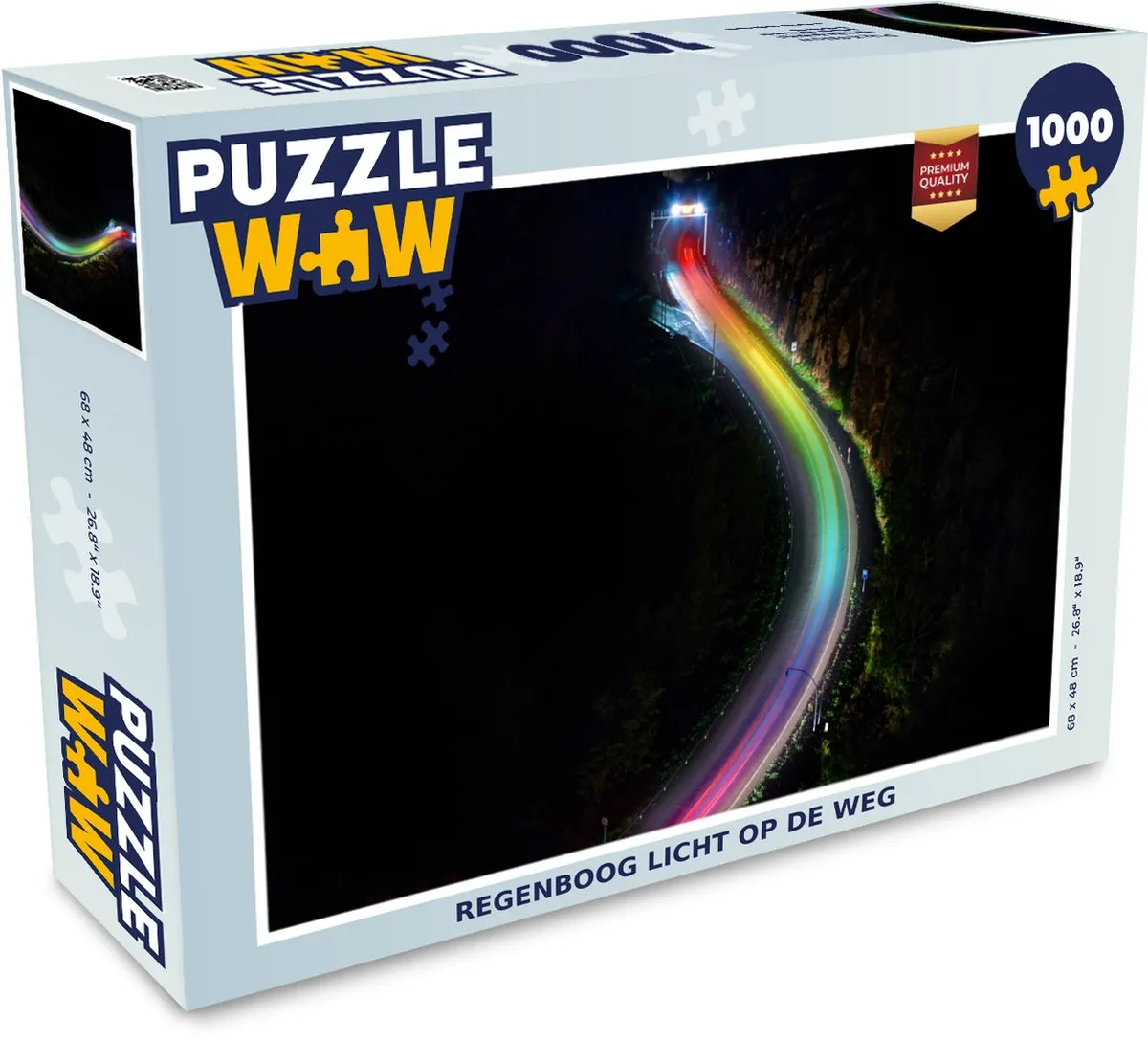 PuzzleWow Regenboog Licht op de Weg Legpuzzel 1000 Stuks - Multicolor