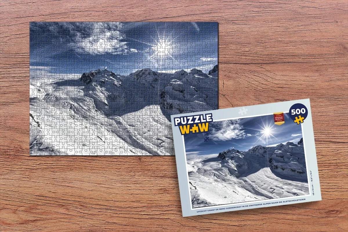 PuzzleWow Legpuzzel Gornergrat - Aletschgletsjer 500 Stuks - Multicolor