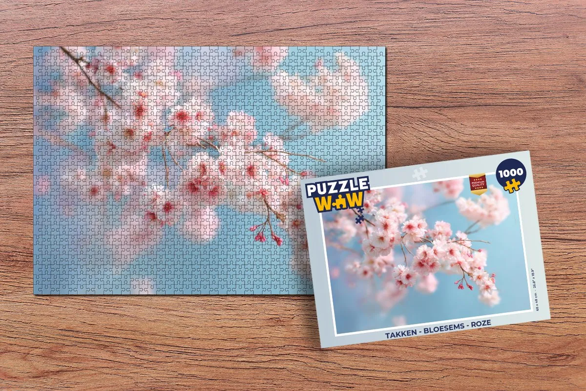 PuzzleWow Legpuzzel Takken - Bloesems Roze 1000 Stuks