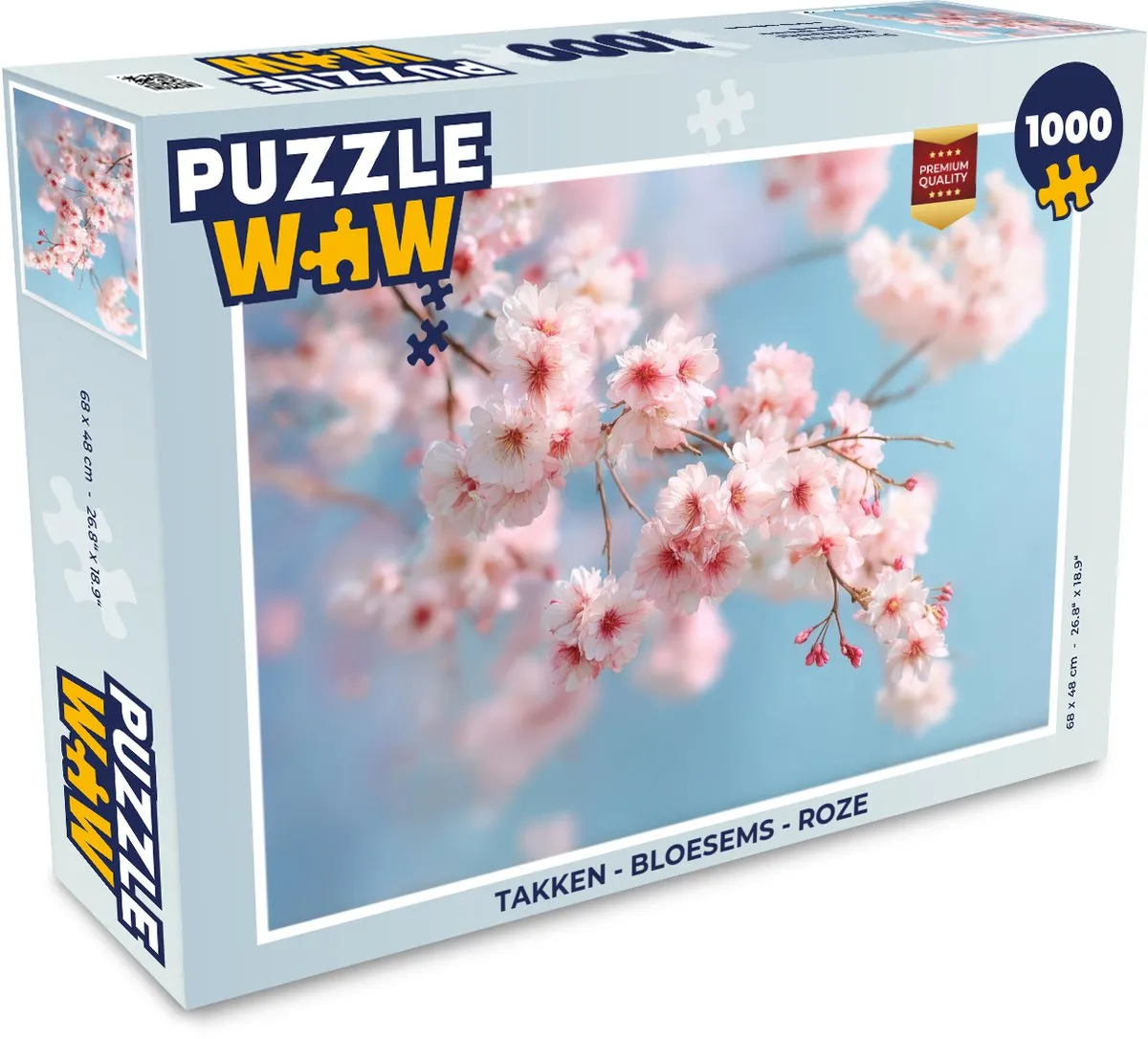 PuzzleWow Legpuzzel Takken - Bloesems Roze 1000 Stuks