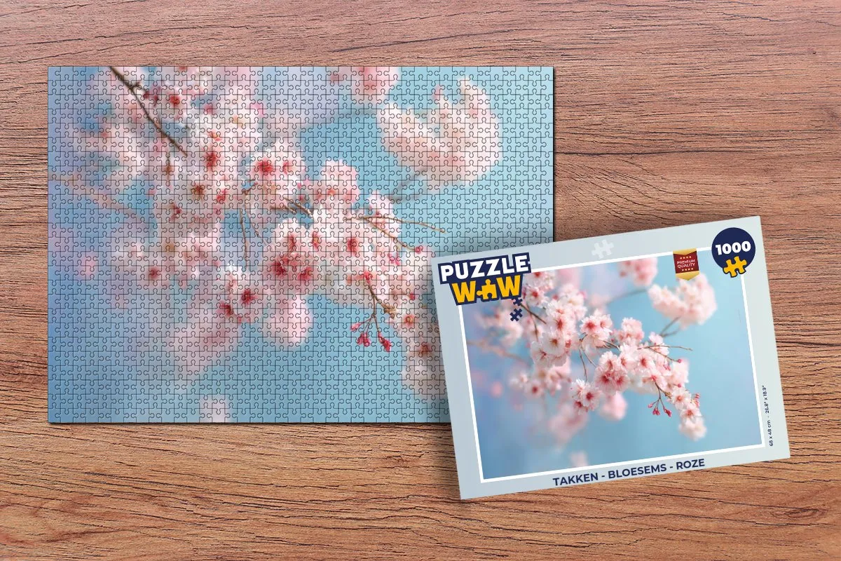 PuzzleWow Legpuzzel Takken - Bloesems Roze 1000 Stuks