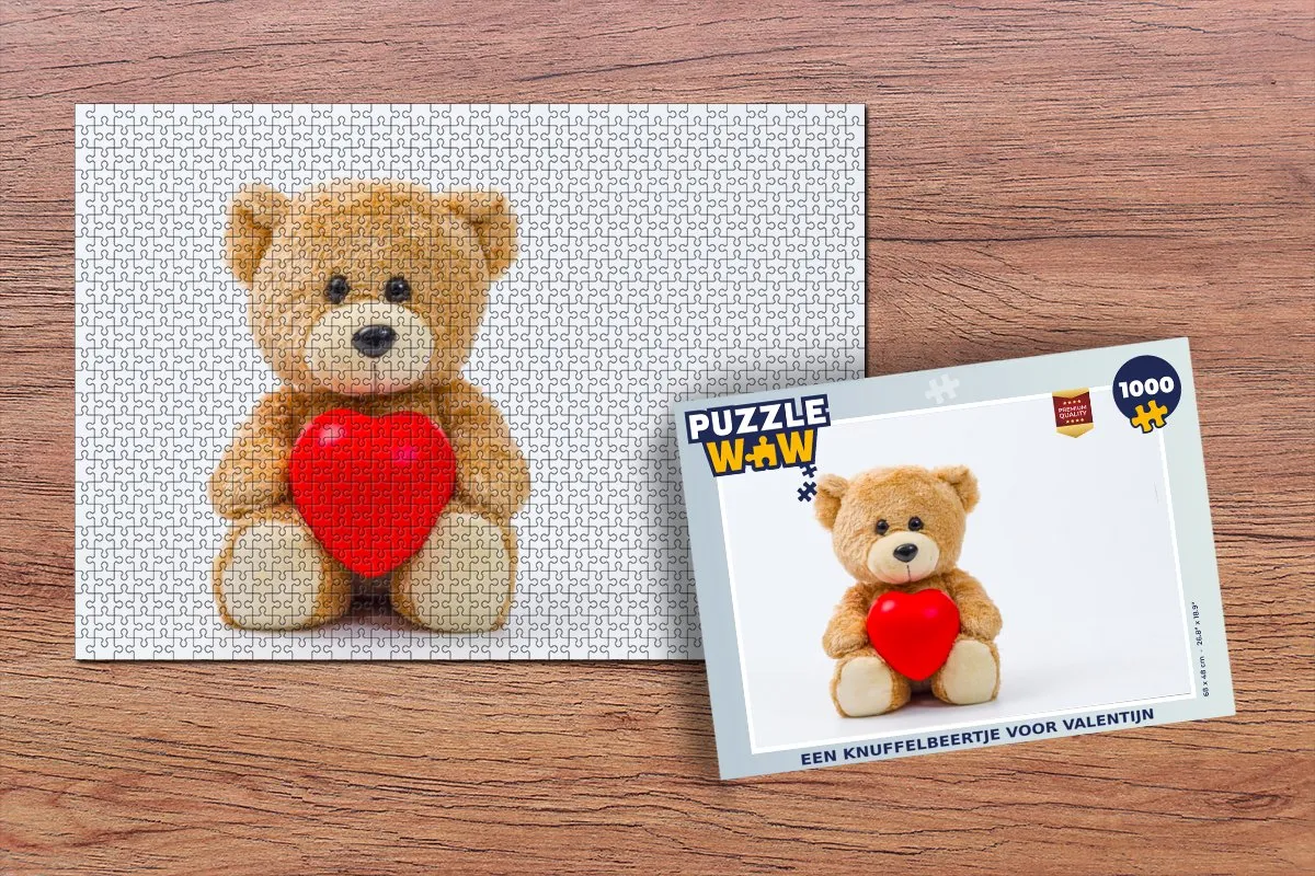 PuzzleWow Valentijn Knuffelbeertje Legpuzzel 1000 Stuks - Multicolor