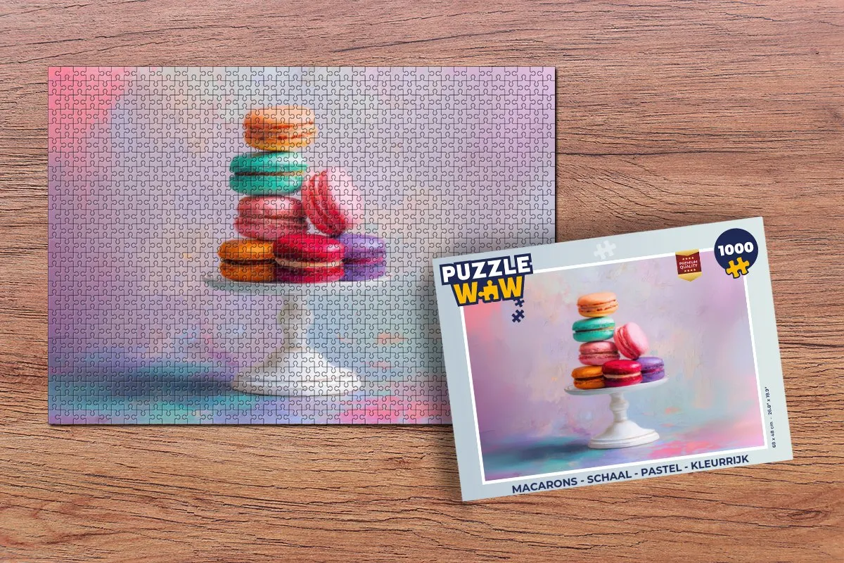 PuzzleWow Macarons Legpuzzel 1000 Stuks - Pastel Kleurrijk