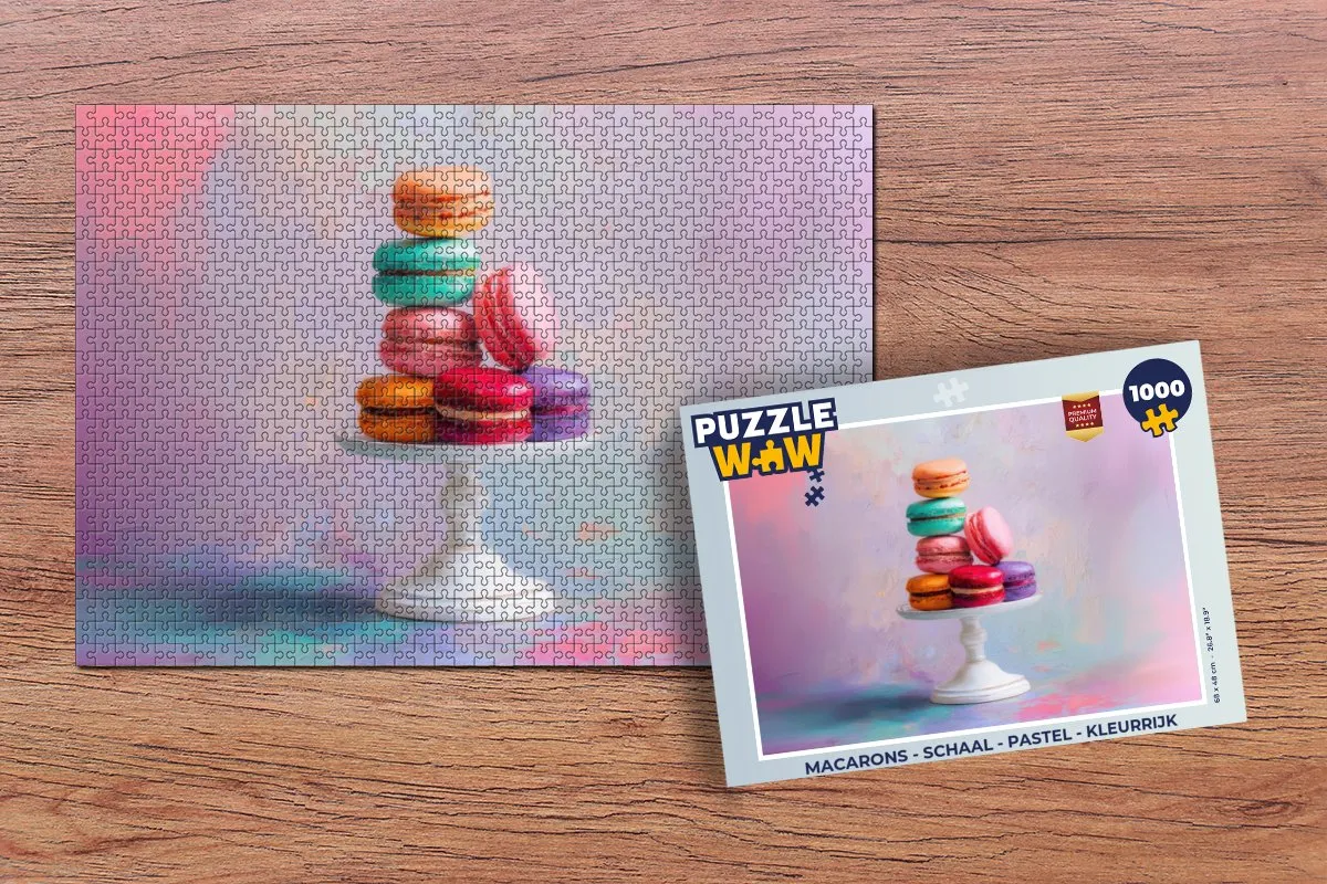 PuzzleWow Macarons Legpuzzel 1000 Stuks - Pastel Kleurrijk