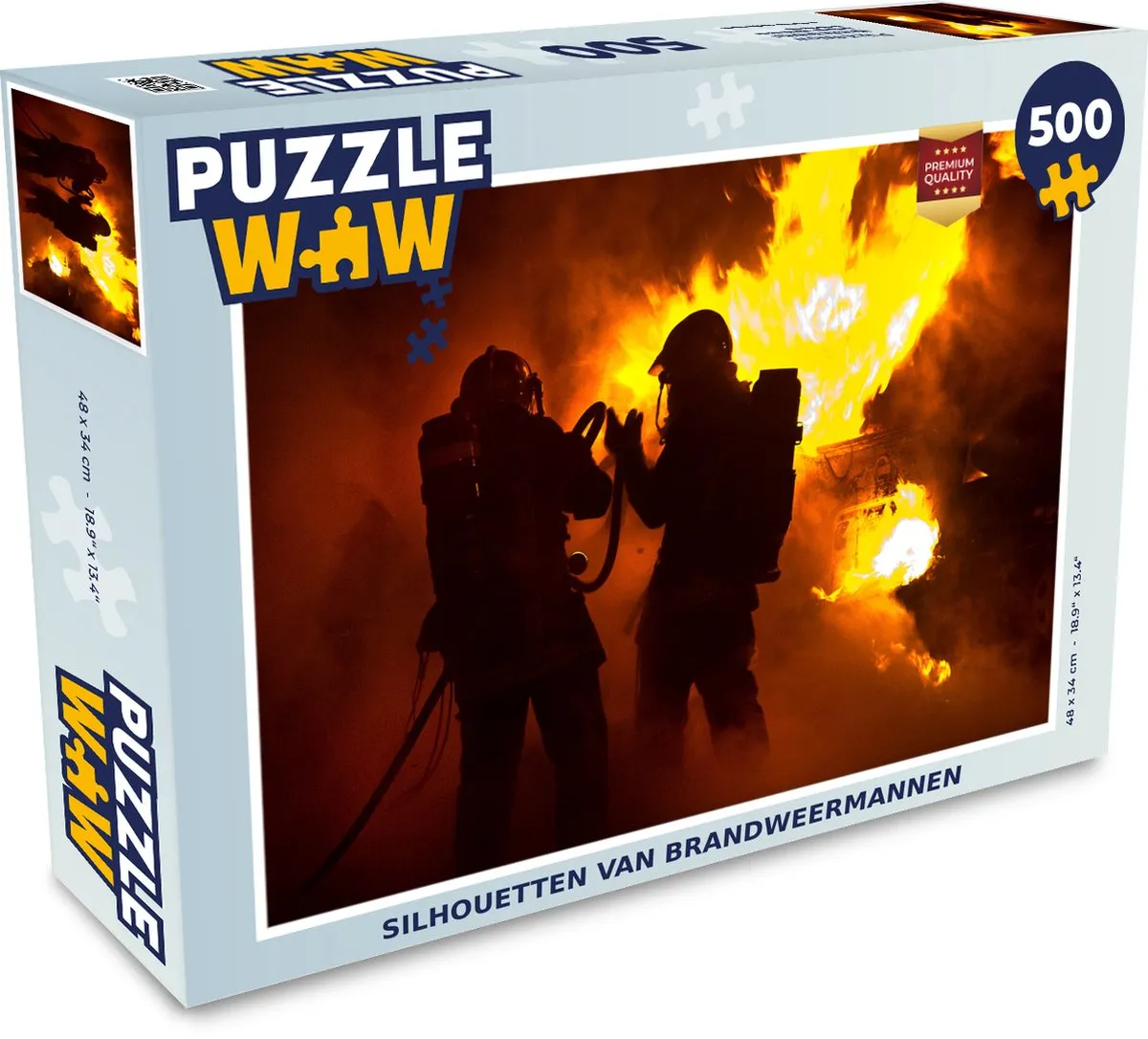 PuzzleWow Silhouetten Brandweermannen Legpuzzel 500 Stuks - Multicolor
