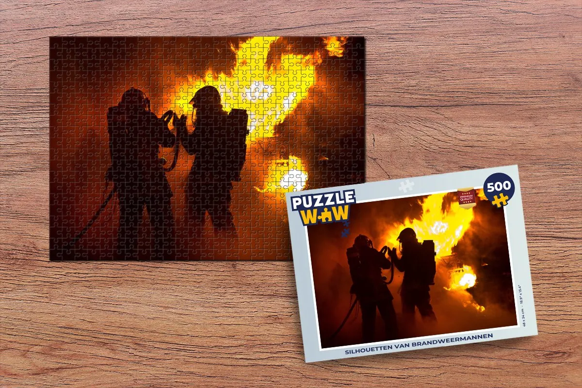 PuzzleWow Silhouetten Brandweermannen Legpuzzel 500 Stuks - Multicolor