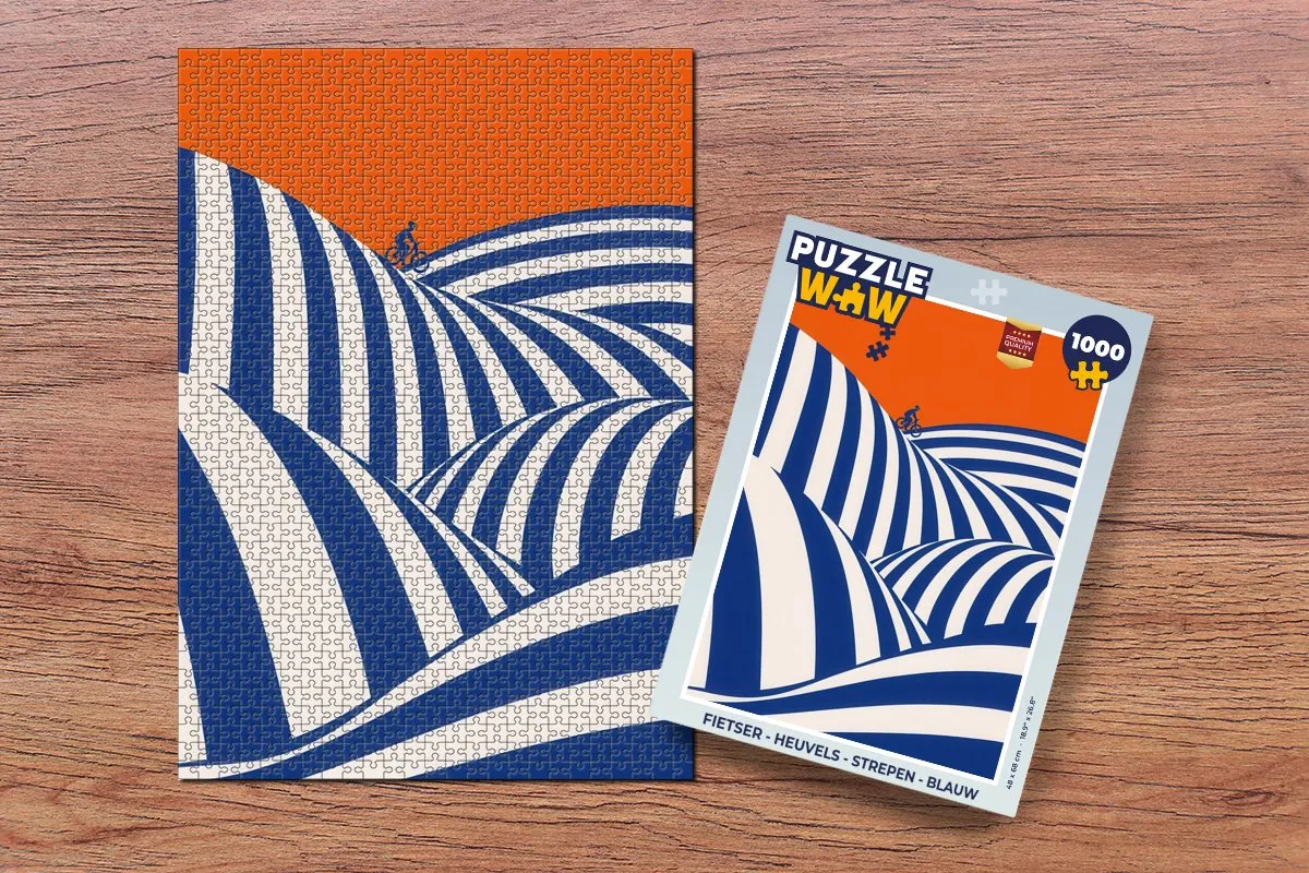 PuzzleWow Fietser Heuvels Strepen Legpuzzel 1000 Stuks - Blauw