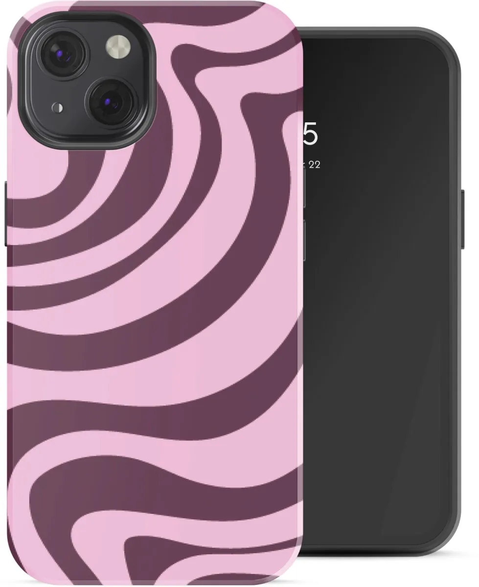 Selencia Hoesje iPhone 13 Wavy Swirl Pink Plum
