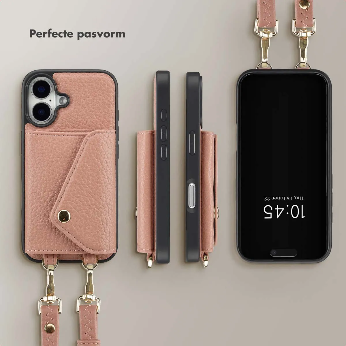 Selencia Sera Koordhoes iPhone 16 - 3 Pasjes - Old Pink - afbeelding 6 van 6
