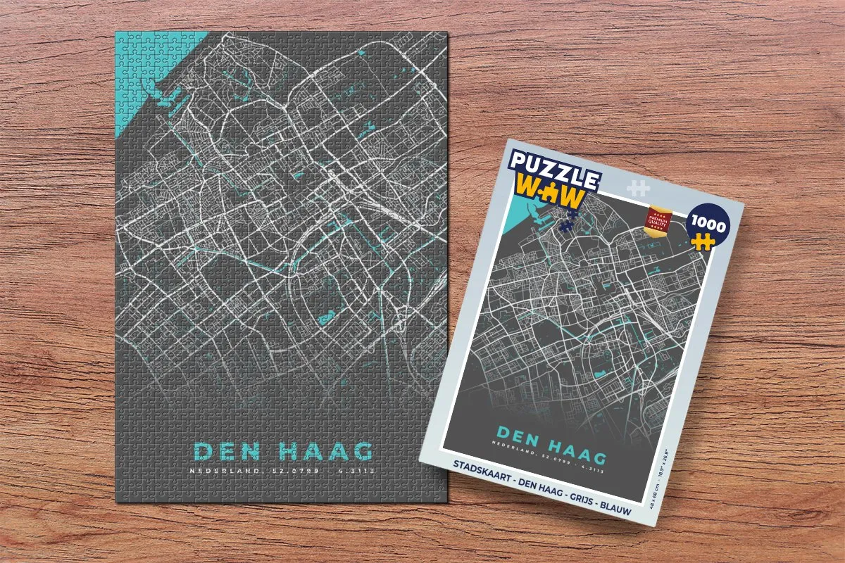 PuzzleWow Stadskaart Den Haag Legpuzzel 1000 Stuks - Multicolor