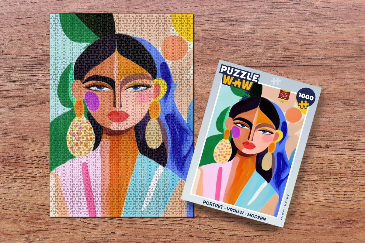 PuzzleWow Portret Legpuzzel 1000 Stuks - Vrouw Modern