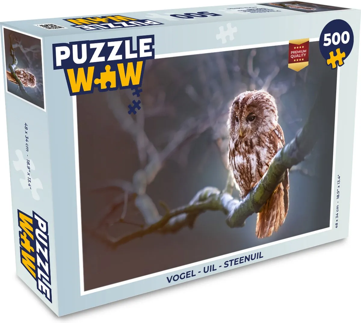 PuzzleWow Steenuil Legpuzzel 500 Stuks - Multicolor