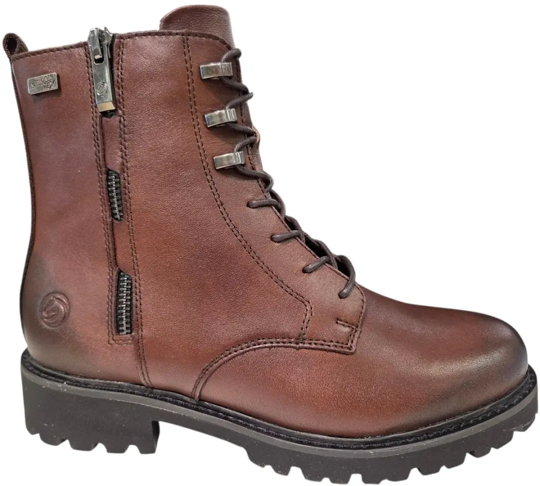 Remonte Bruine Leren Veterboots Dames