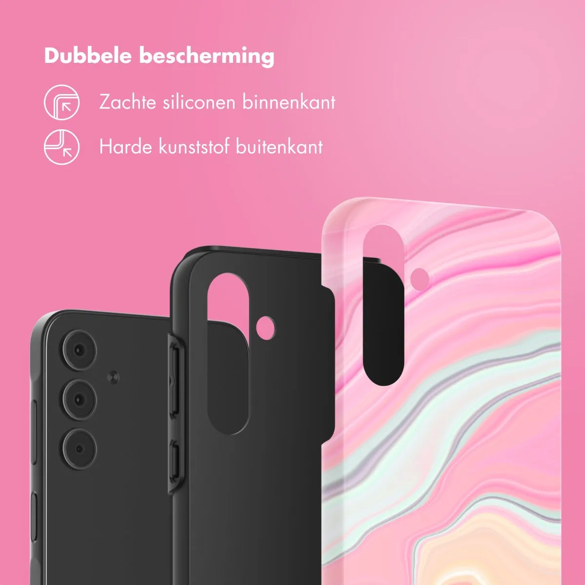 Selencia Hoesje Samsung Galaxy A55 Pastel Lipstick Marble