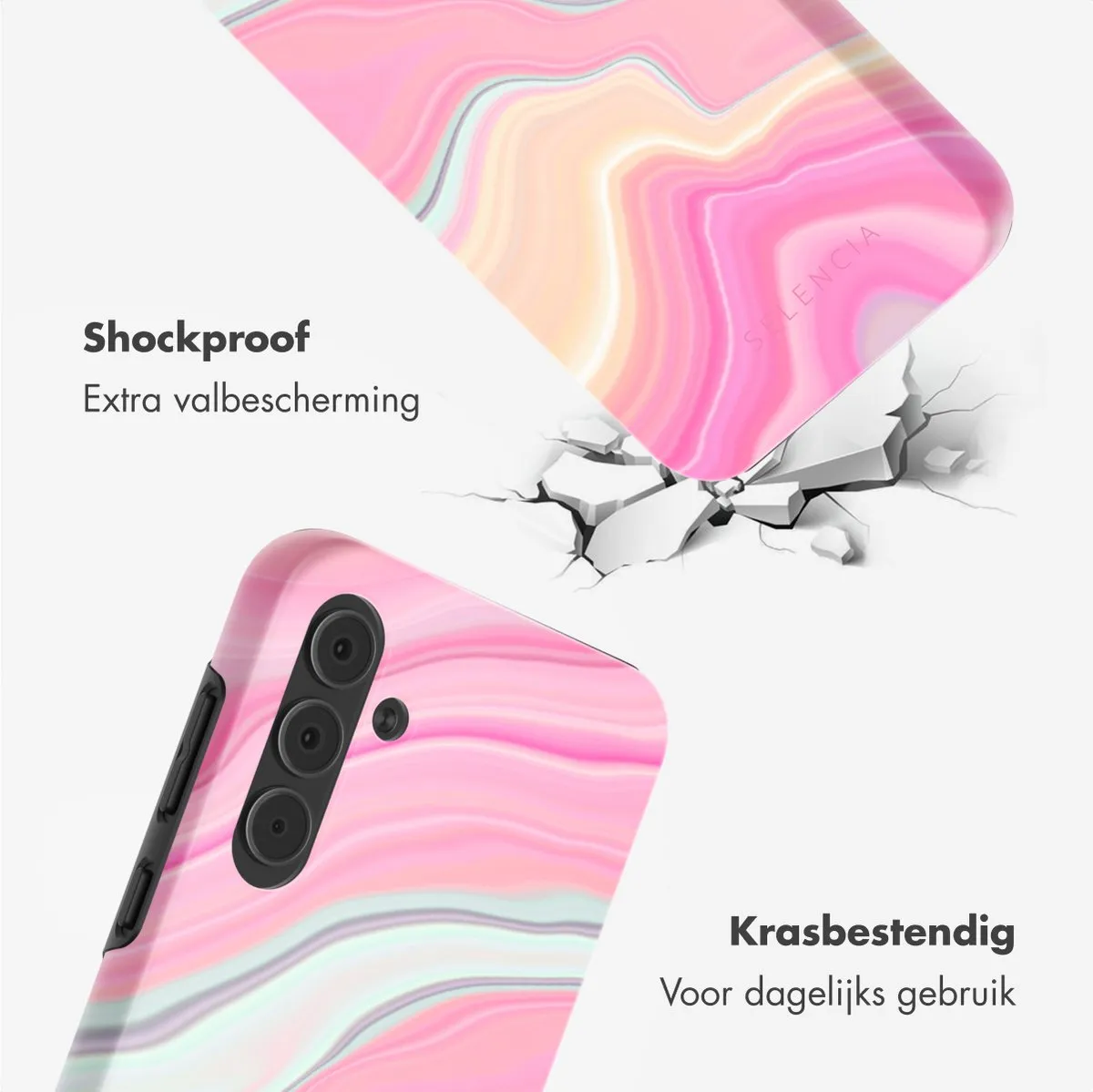 Selencia Hoesje Samsung Galaxy A55 Pastel Lipstick Marble