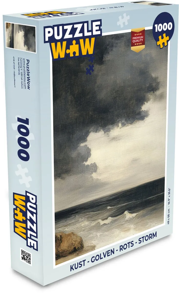 PuzzleWow Kust - Golven - Rots - Storm Legpuzzel 1000 Stuks - Zee Storm