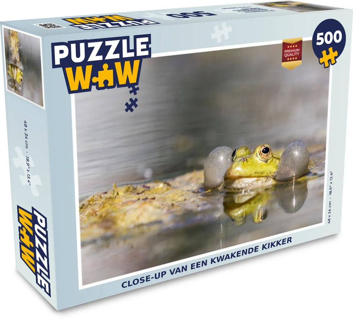 PuzzleWow Legpuzzel Close-up Kikker 500 Stuks - Multicolor
