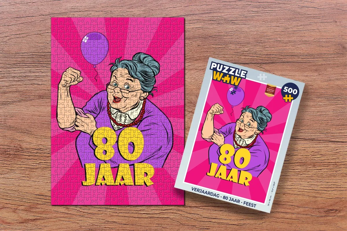 PuzzleWow Verjaardag 80 Jaar Vrouw Legpuzzel 500 Stuks - Multicolor