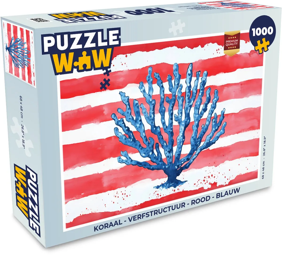 PuzzleWow Koraal Strepen Legpuzzel 1000 Stuks - Rood/Blauw