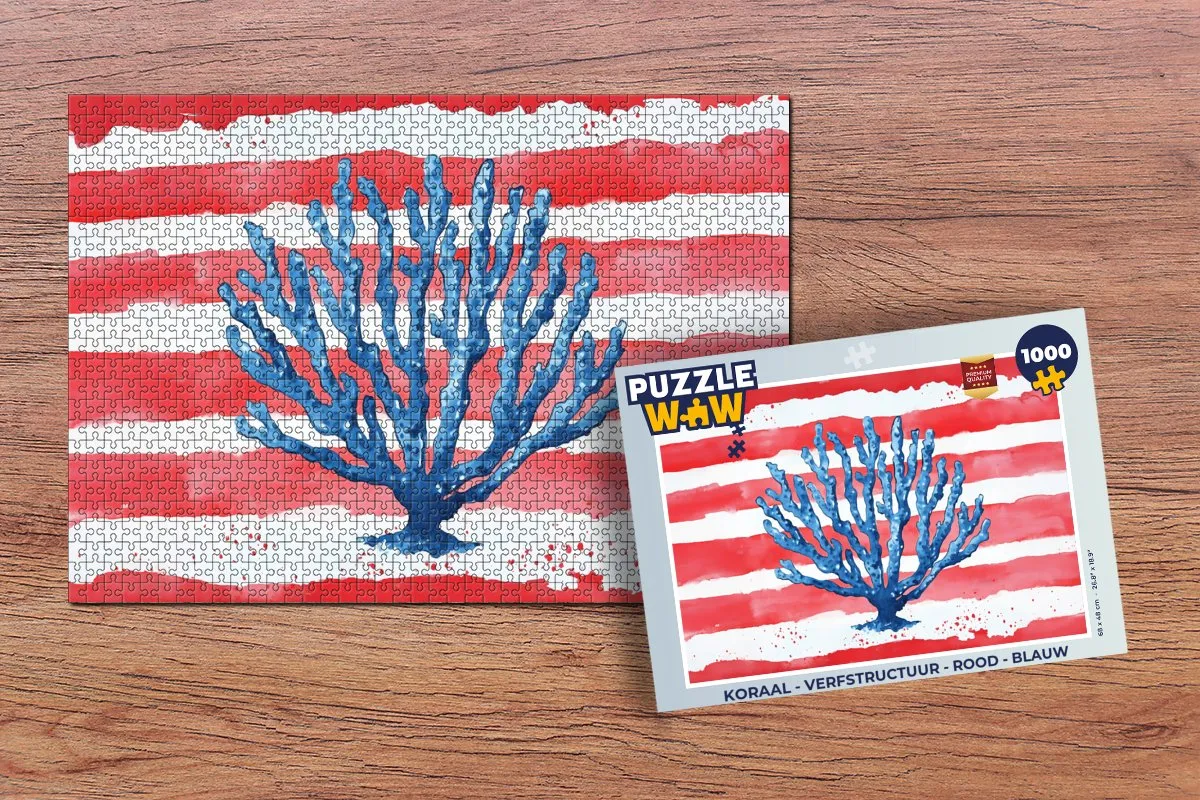 PuzzleWow Koraal Strepen Legpuzzel 1000 Stuks - Rood/Blauw