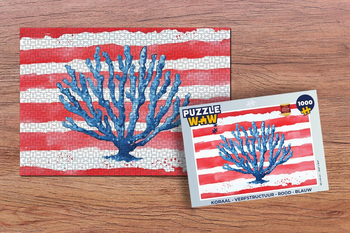 PuzzleWow Koraal Strepen Legpuzzel 1000 Stuks - Rood/Blauw