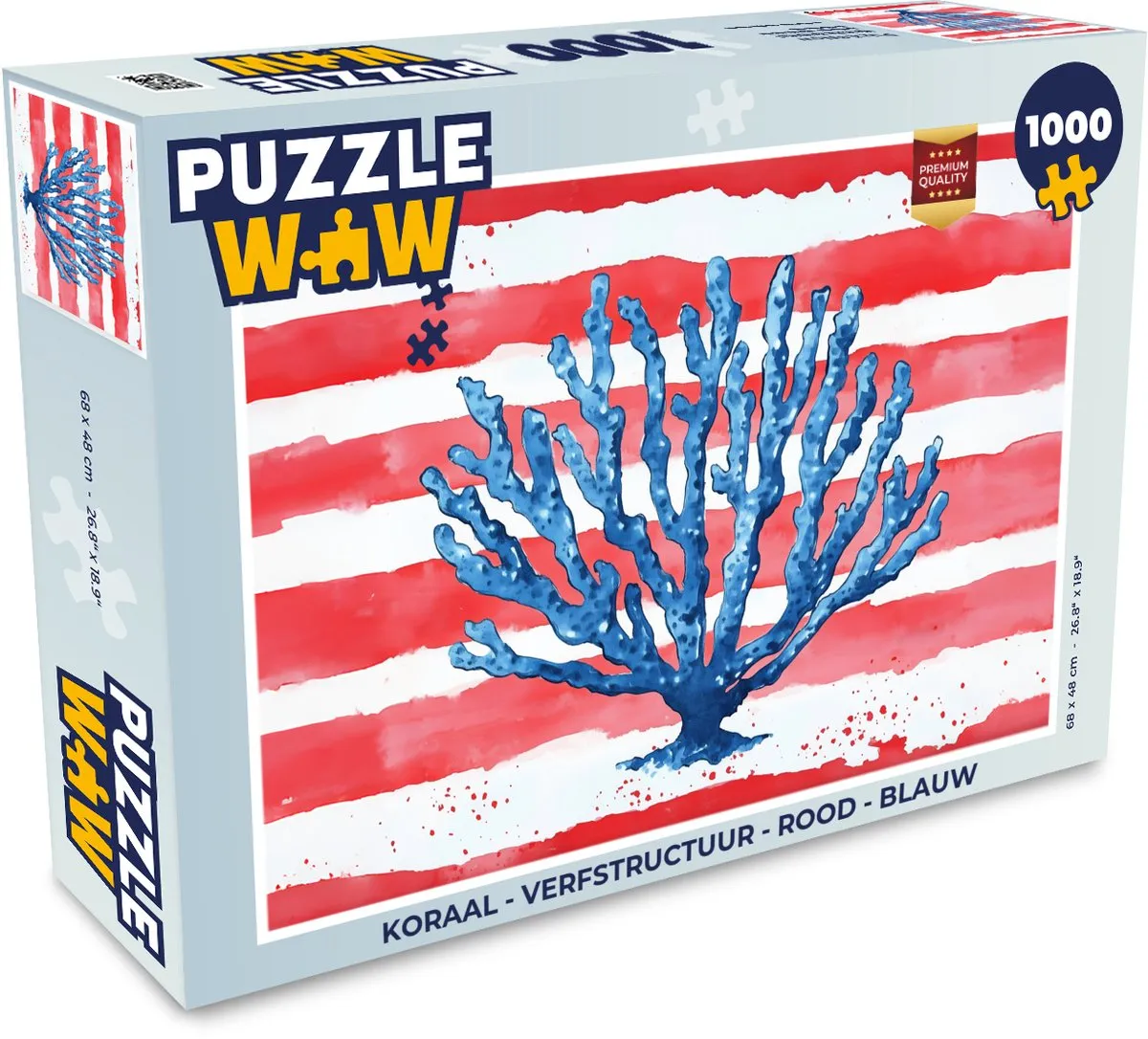 PuzzleWow Koraal Strepen Legpuzzel 1000 Stuks - Rood/Blauw