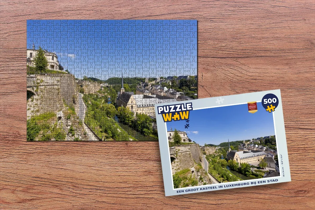 PuzzleWow Legpuzzel 500 Stuks - Een groot kasteel in Luxemburg - Multicolor